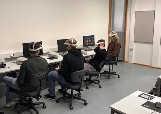 Students seated in a Mälardalen University lab using iXRLabs VR modules on headsets