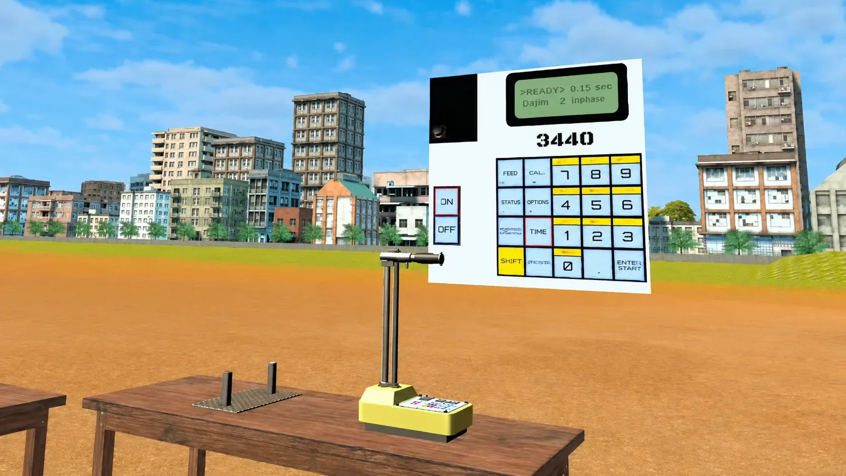 Nuclear density gauge keypad and display showing a density count reading on site